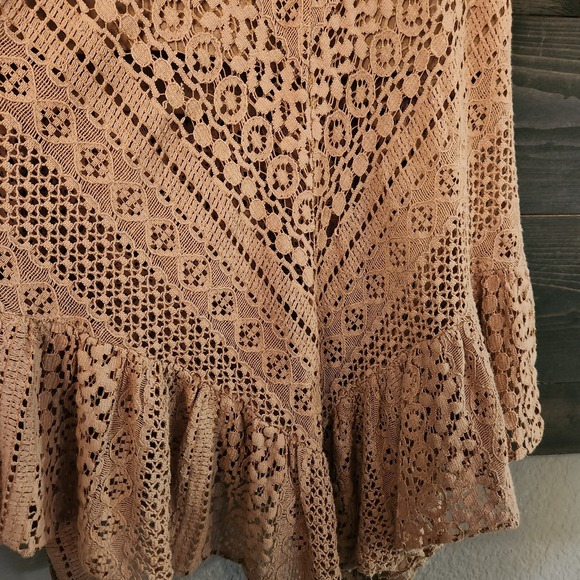 Vtg Solitaire Maxi Skirt Womens S Lace Tiered Western Cowgirl Gypsy Boho Brown - Picture 6 of 14